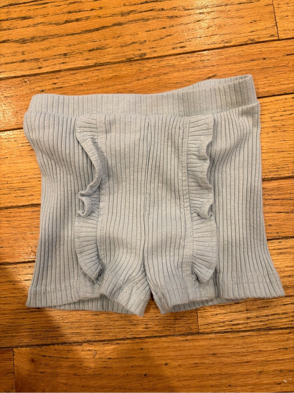 Nicole Miller Light Blue Ribbed Ruffle Shorts